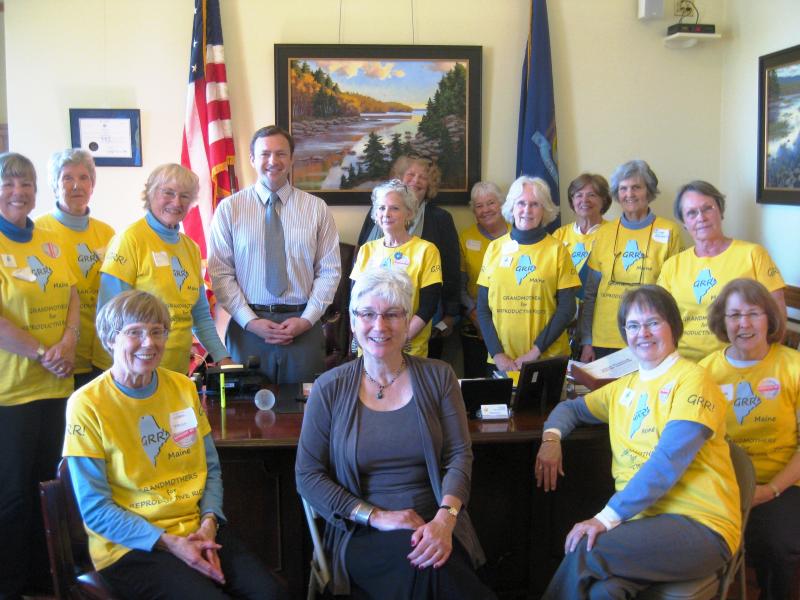 House Speaker Mark Eves meets in his office with the Grandmothers for Reproductive Rights group on April 30. Courtesy of Wendy Eichler