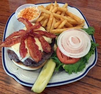OOOEEE BUBBA! Mr. C’s infamous Bubba Burger will take the chill out of any winter day. SUZI THAYER/Boothbay Register