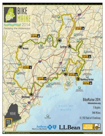Map of BikeMaine 2014