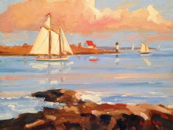 Brad Betts “Eastwind Sunset Cruise,” 6x8 oil on canvas. 