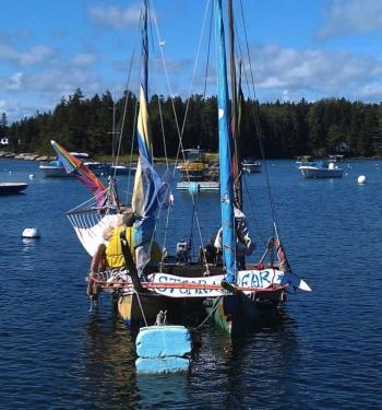 Mike Lewis' vessel, "Stear Clear," is a sight to behold in Cozy Harbor. RYAN LEIGHTON/Boothbay Register